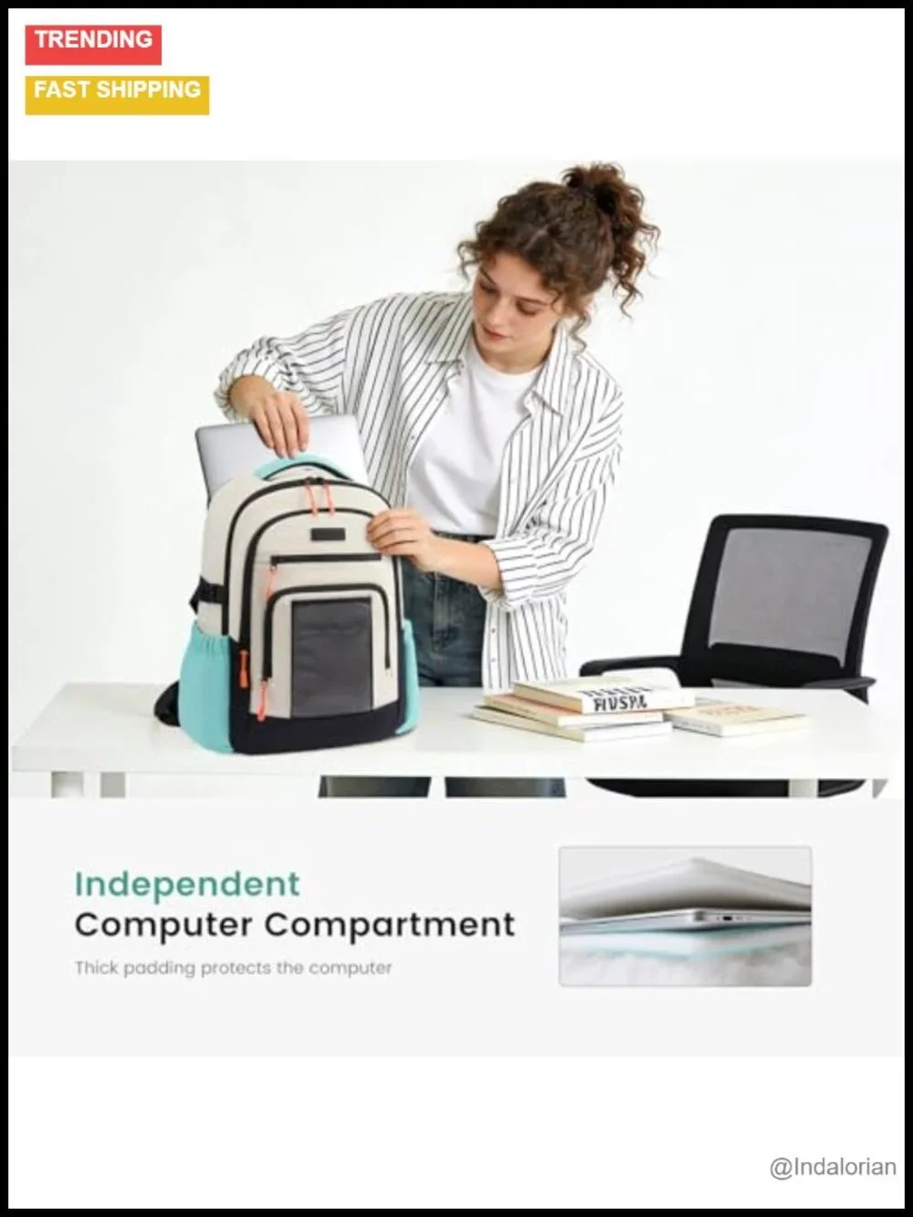 Laptop Backpack with Large Cup Holder, 15.6 Inch Work Computer Bag with Chest